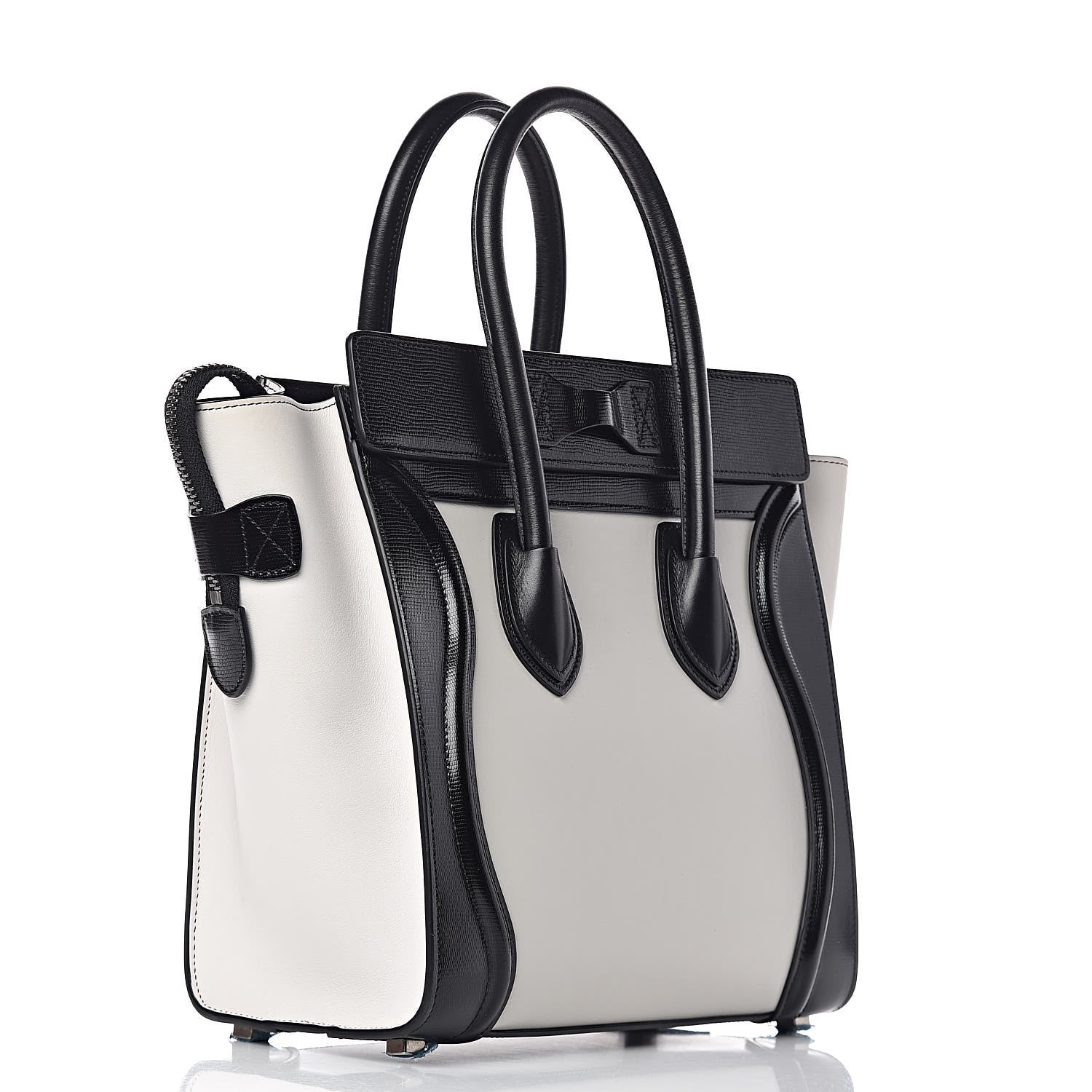 Celine Sleek Calfskin Micro Bi-Color Luggage Black White 3 of 11