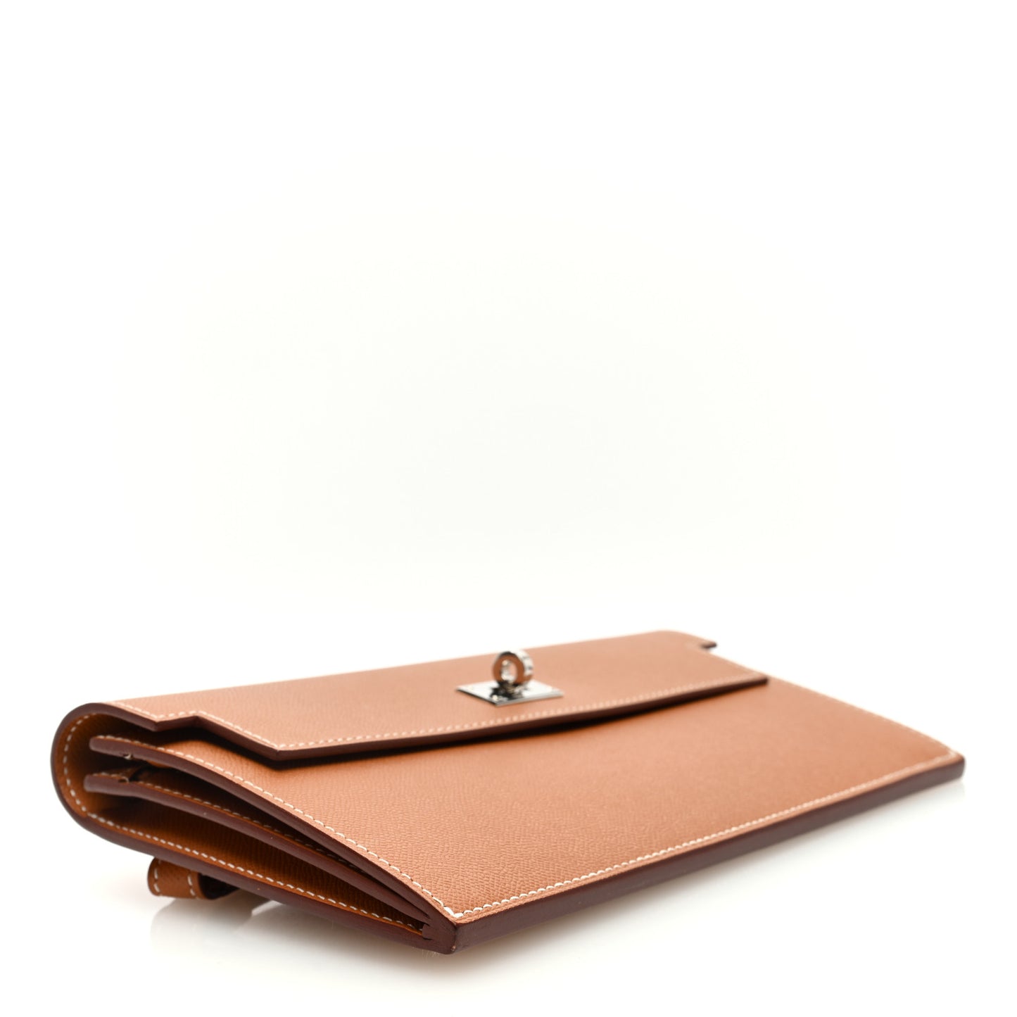 Madame Calfskin Kelly Pocket Long Wallet Gold