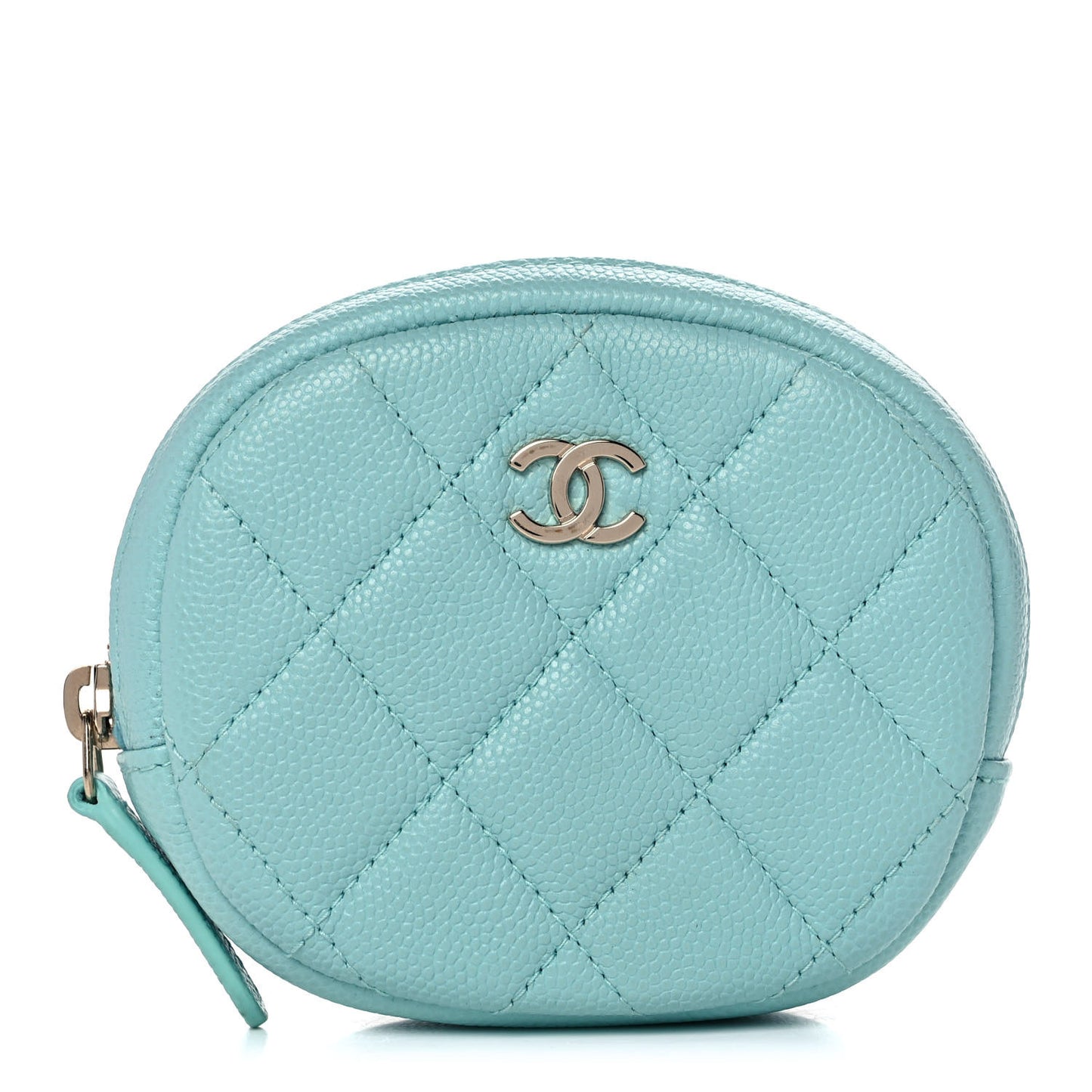 Caviar Quilted Zip Around Classic Coin Purse Light Blue