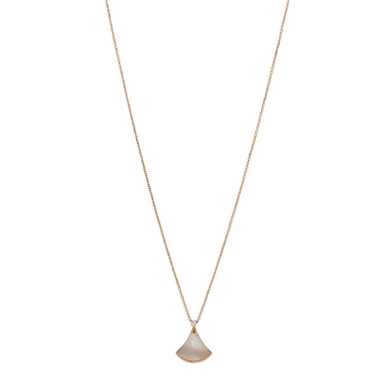 Bulgari 18K Yellow Gold Diamond Mother of Pearl Small Divas' Dream Pendant Necklace 1 of 4