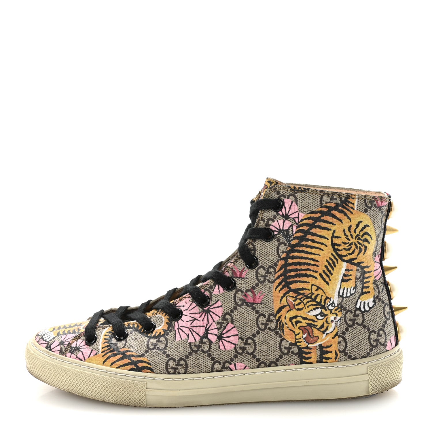Gucci GG Supreme Monogram Bengal Pearl Womens High Top Sneakers 38 Beige Pink 1 of 10