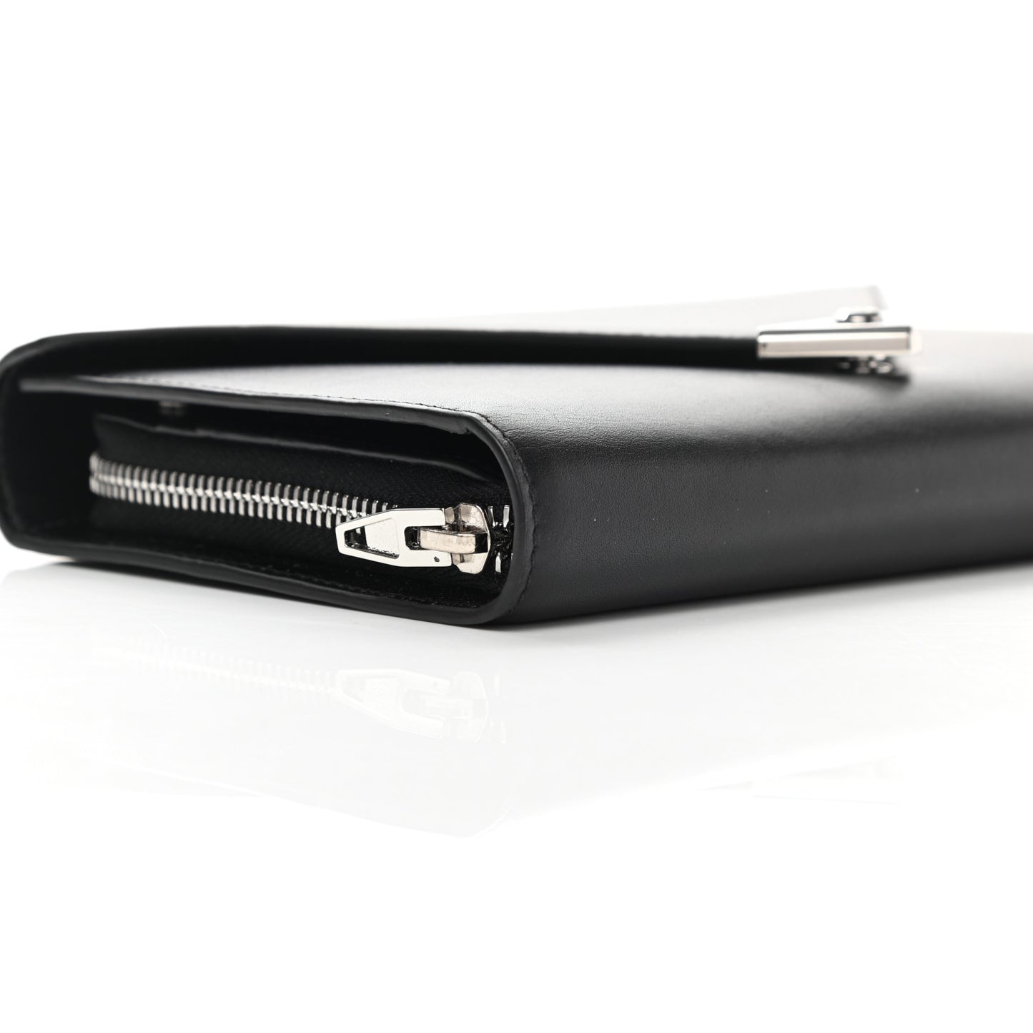 Calfskin Prisma Skeletal Envelope Wallet Clutch Black
