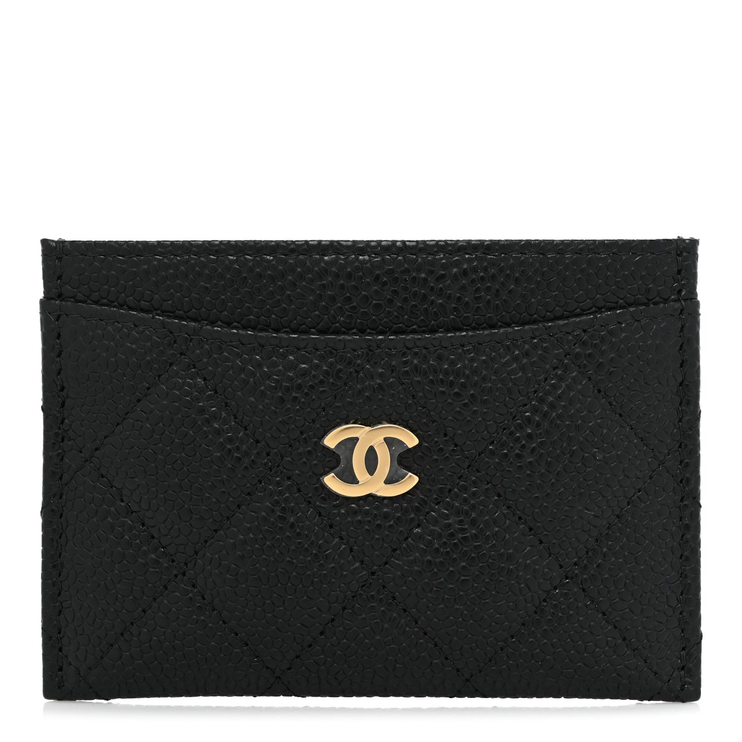 Caviar Quilted Card Holder Black