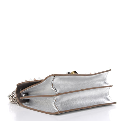 Fendi Vitello Catalan Mirror Scalloped Multi Studded Small Kan I Shoulder Bag Argento 4 of 12