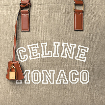 Celine Canvas Calfskin Monaco Horizontal Cabas Tan 7 of 9