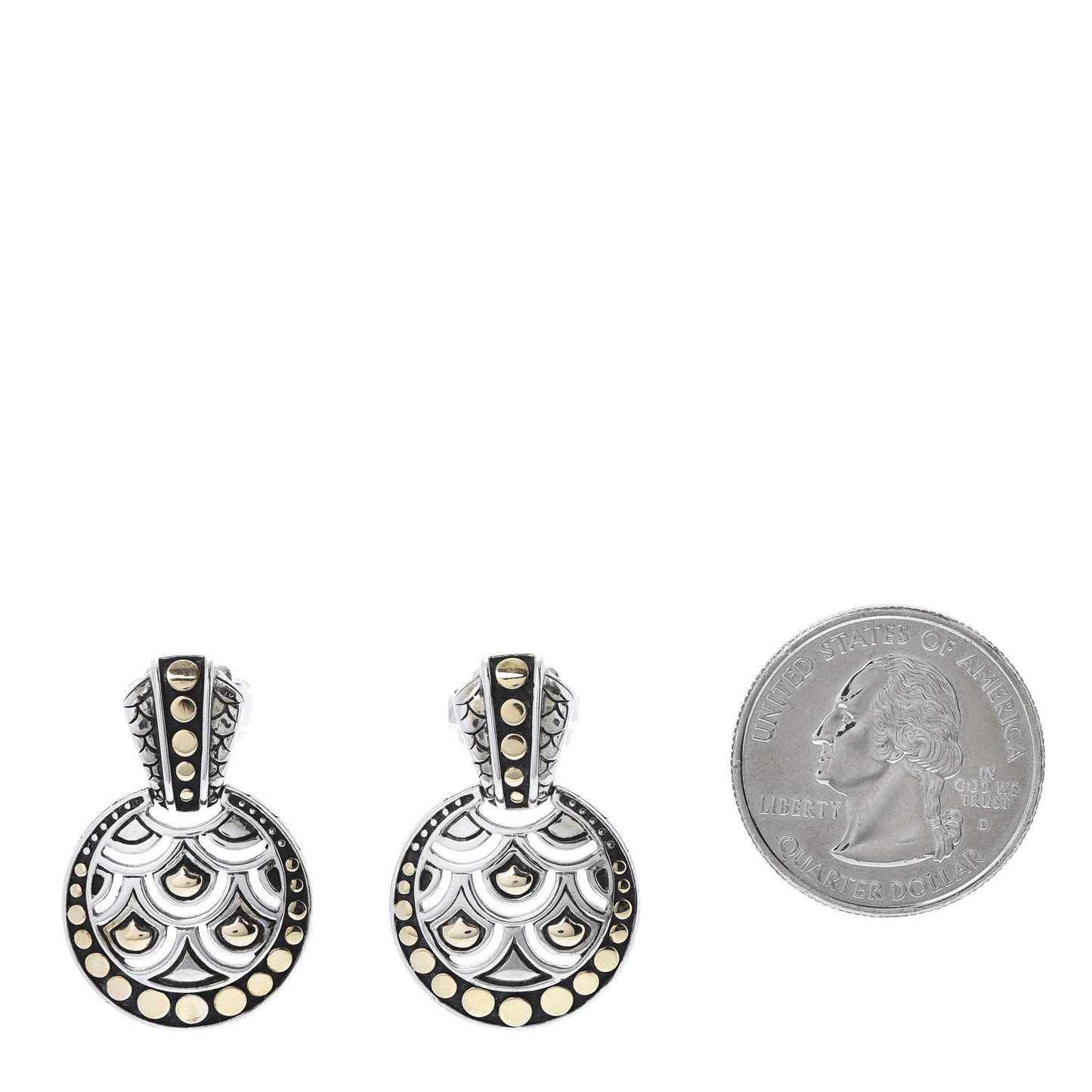 Sterling Silver 18K Yellow Gold Naga Round Drop Earrings