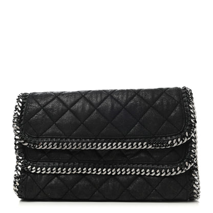 Stella McCartney Shaggy Deer Quilted Falabella Fold Over Clutch Black 1 of 8
