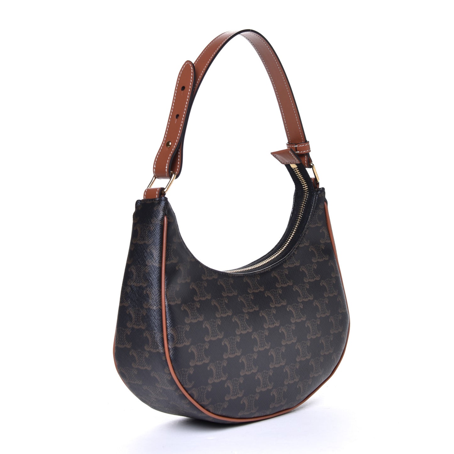 Triomphe Canvas Calfskin Ava Shoulder Bag Tan