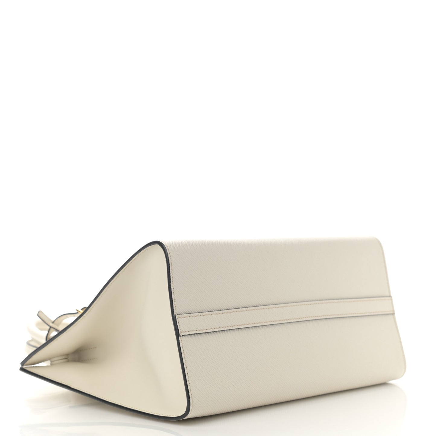 Saffiano Cuir Calfskin Large Monochrome Top Handle Tote White