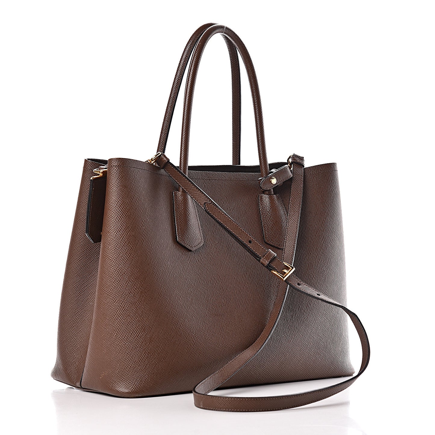 Saffiano Cuir Large Double Bag Cacao