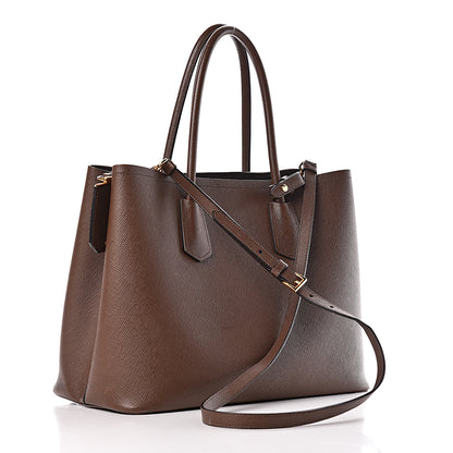 Prada Saffiano Cuir Large Double Bag Cacao 4 of 24