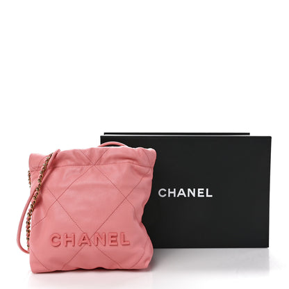 Chanel Shiny Caviar Quilted Mini Chanel 22 Coral 10 of 10