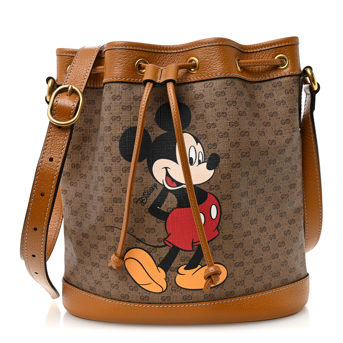X DISNEY Mini Vintage GG Supreme Monogram Bucket Bag Beige Vintage Sun Oil