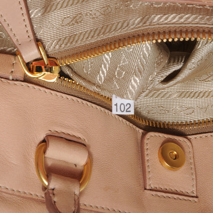 Prada Leather Intarsio Flower Shopping Tote Cipria 8 of 9