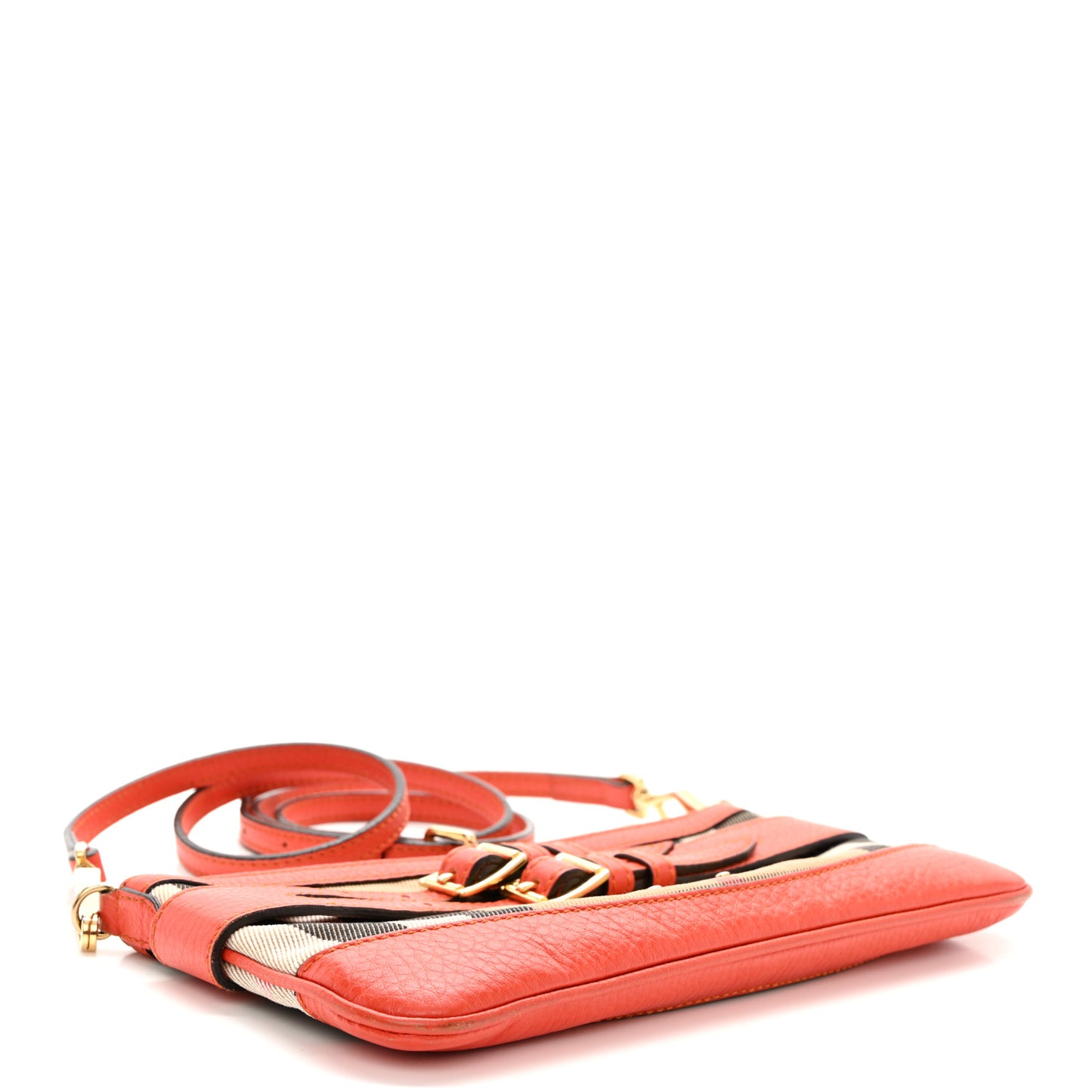 House Check Bridle Calfskin Peyton Crossbody Orange