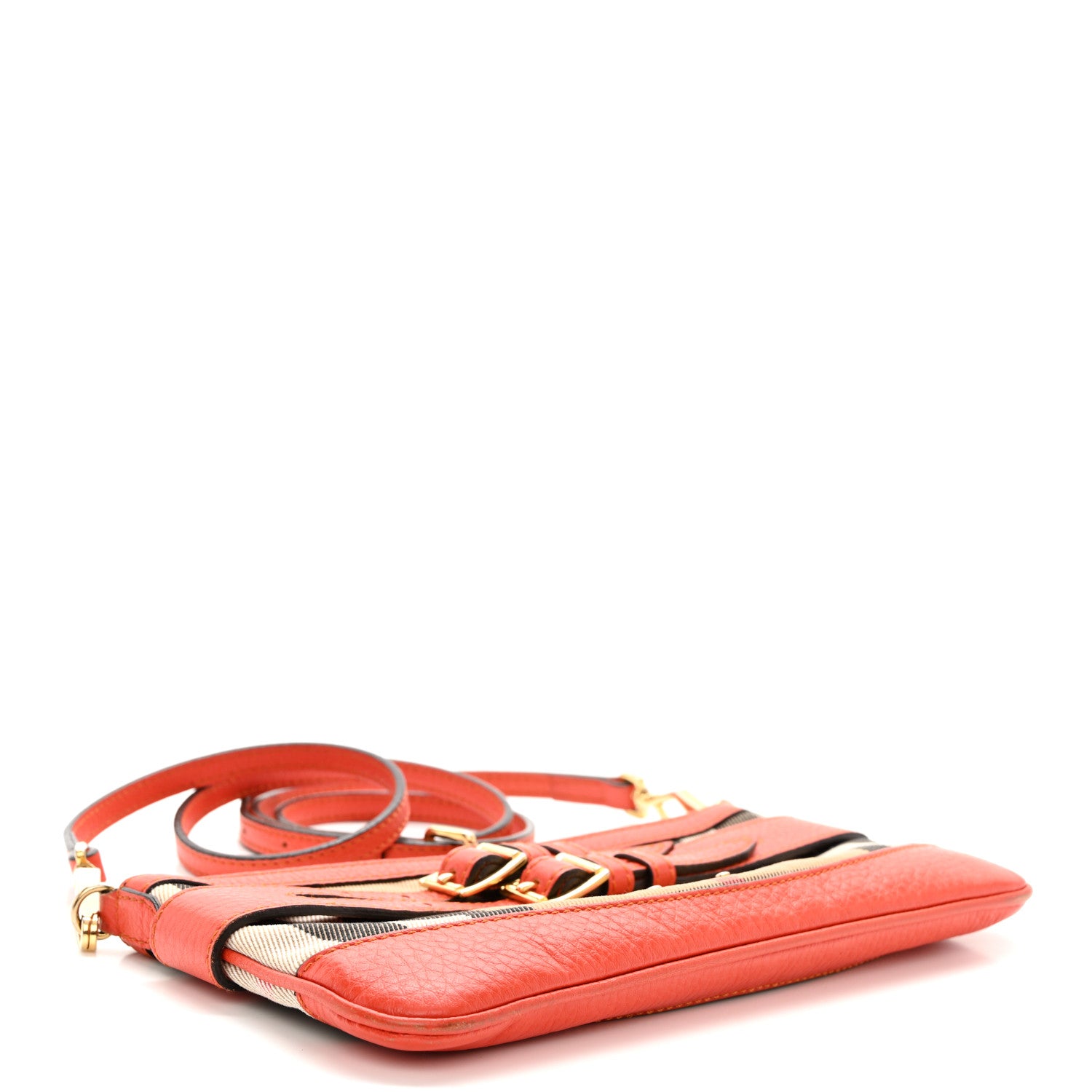 Burberry House Check Bridle Calfskin Peyton Crossbody Orange 4 of 12