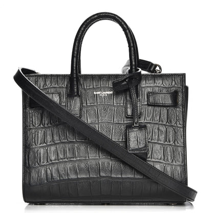 Saint Laurent Calfskin Crocodile Embossed Nano Sac De Jour Black 1 of 7