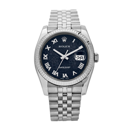 Rolex Stainless Steel 18K White Gold 36mm Oyster Perpetual Datejust Watch Blue Jubilee 11623 1 of 4