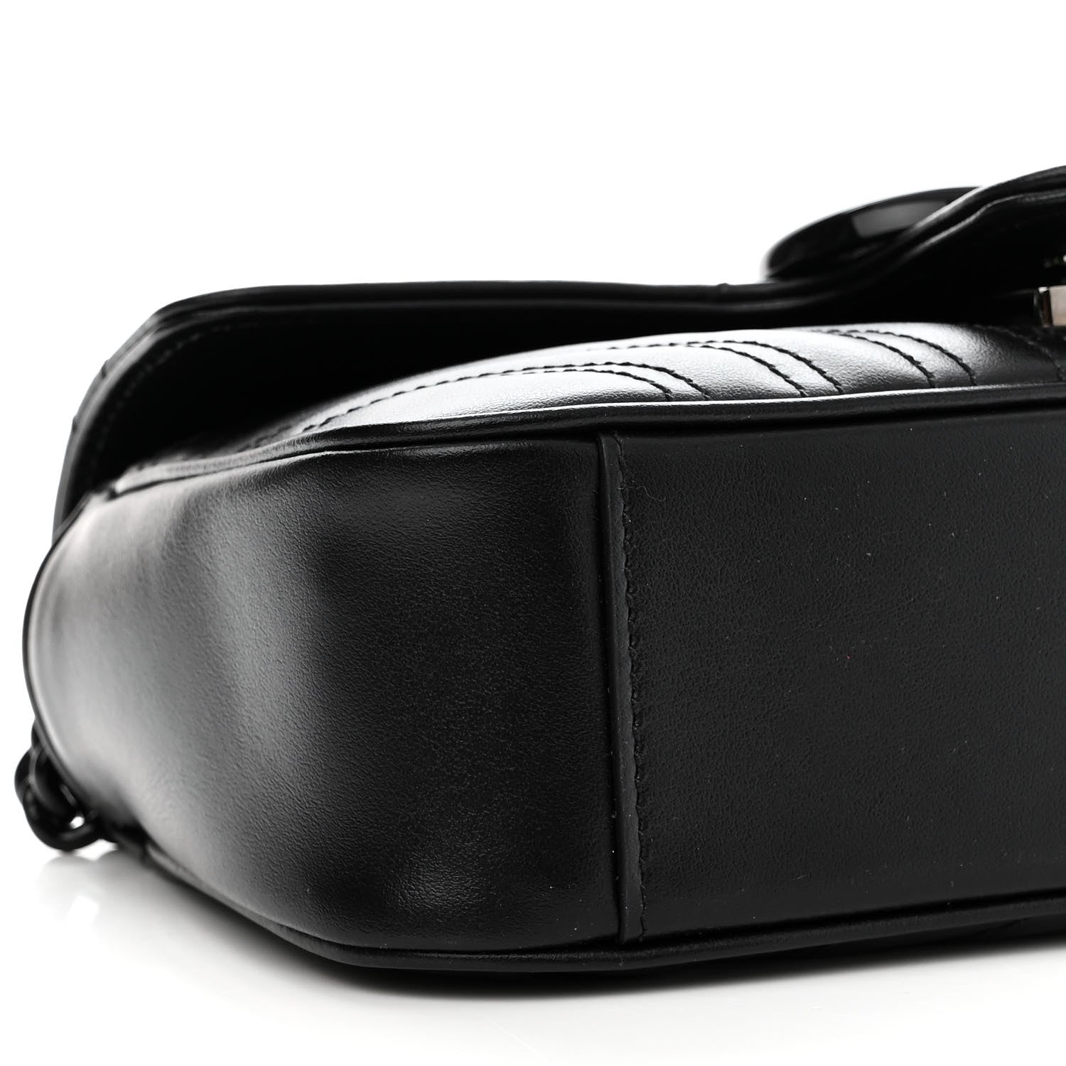 Gucci Calfskin Matelasse Monochrome Mini GG Marmont Shoulder Bag Black 9 of 10