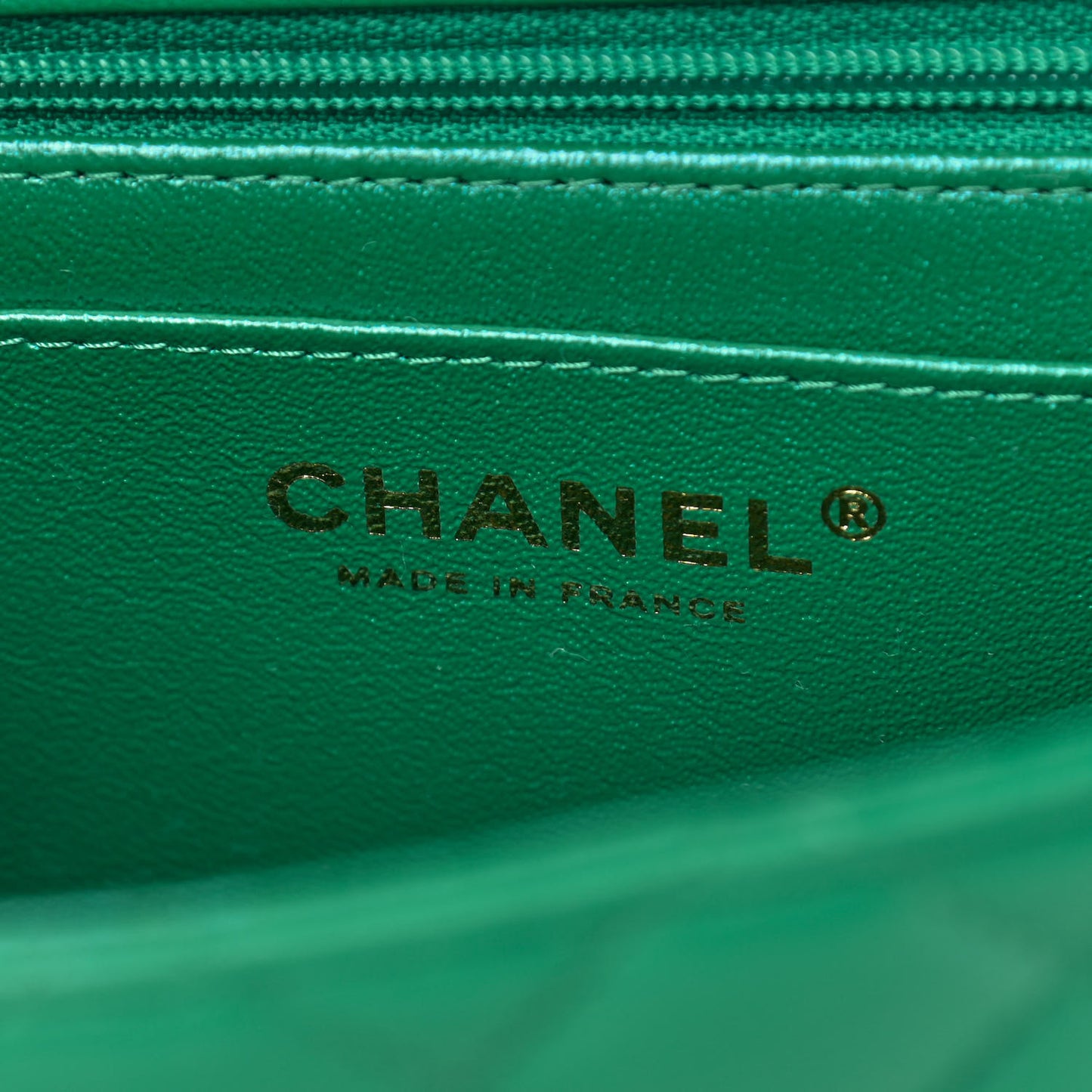 Iridescent Lambskin Quilted Mini Top Handle Rectangular Flap Green