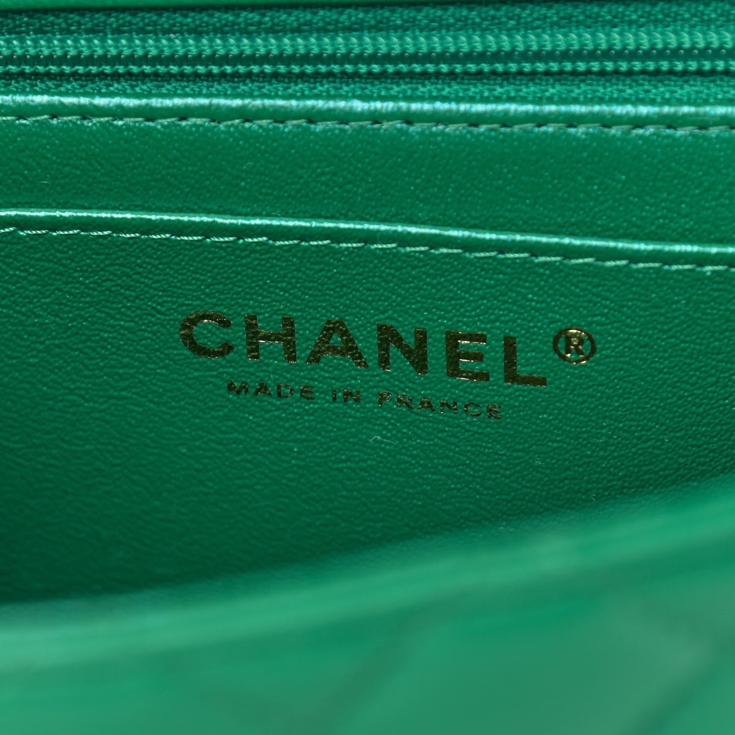 Chanel Iridescent Lambskin Quilted Mini Top Handle Rectangular Flap Green 6 of 9