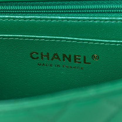 Chanel Iridescent Lambskin Quilted Mini Top Handle Rectangular Flap Green 6 of 9