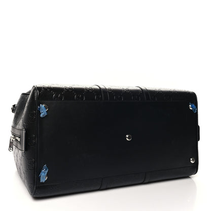 Gucci Calfskin GG Tennis Embossed Large Duffle Bag Black 3 of 11