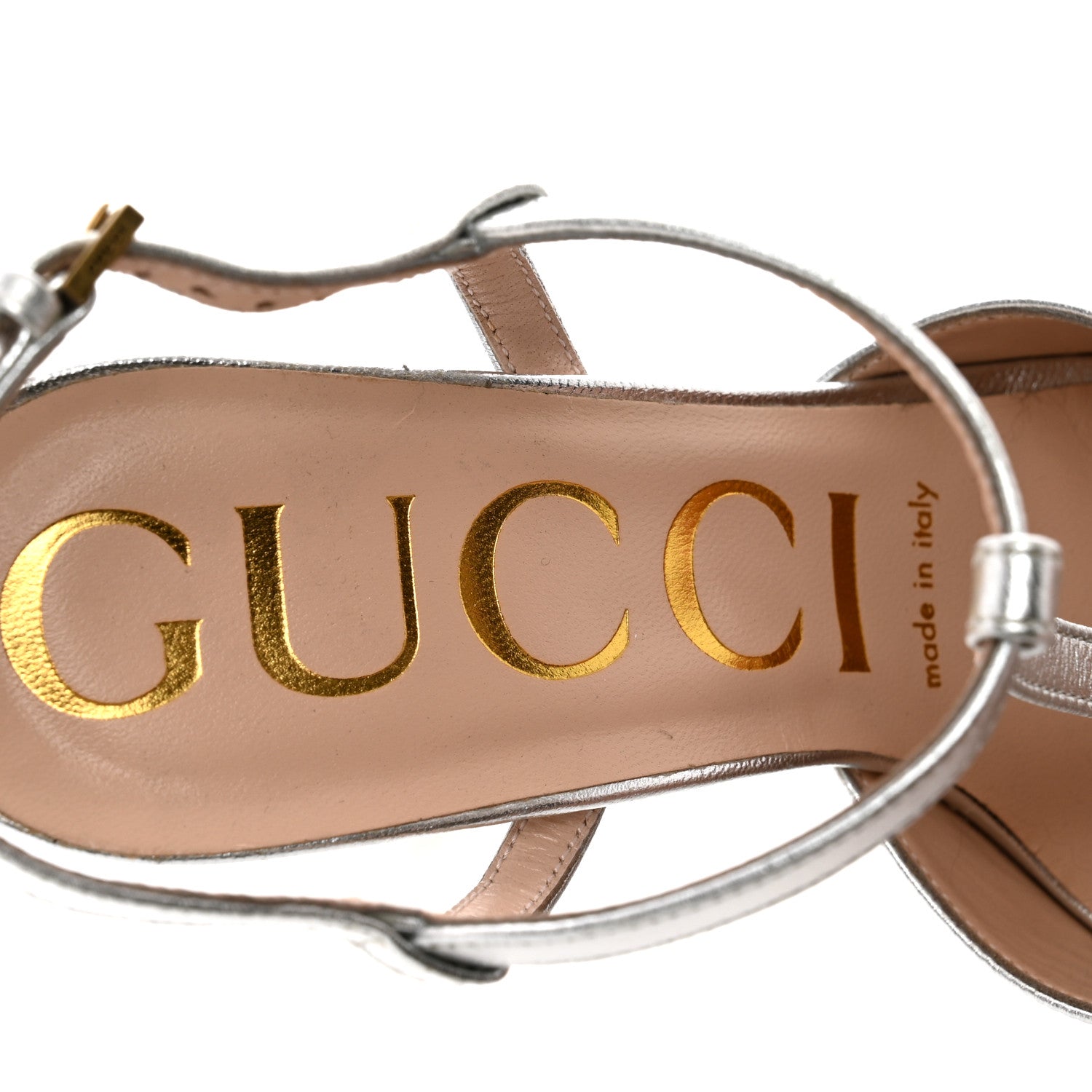 Gucci Metallic Nappa T Strap Platform Pumps 36 Argento 7 of 7