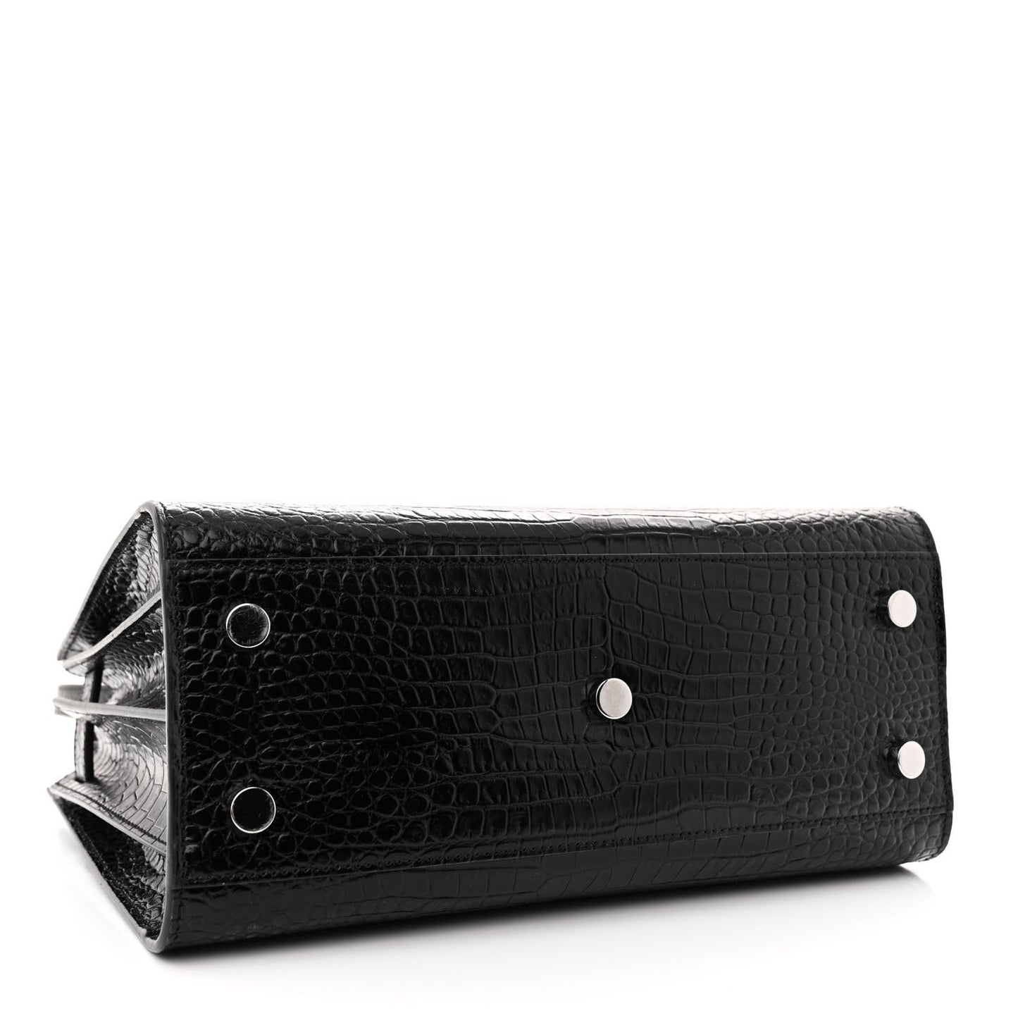 Calfskin Crocodile Embossed Baby Sac De Jour Black