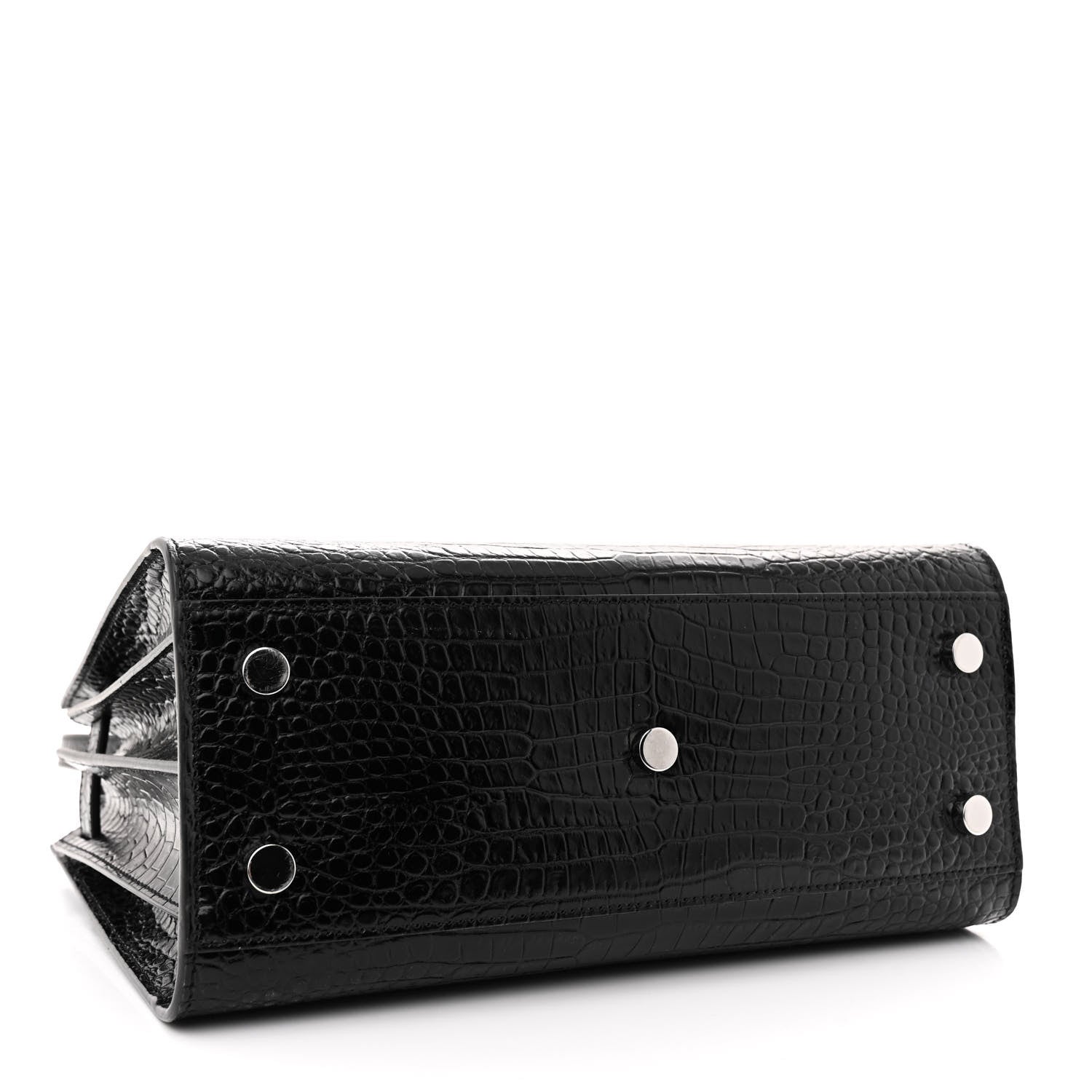 Saint Laurent Calfskin Crocodile Embossed Baby Sac De Jour Black 4 of 12