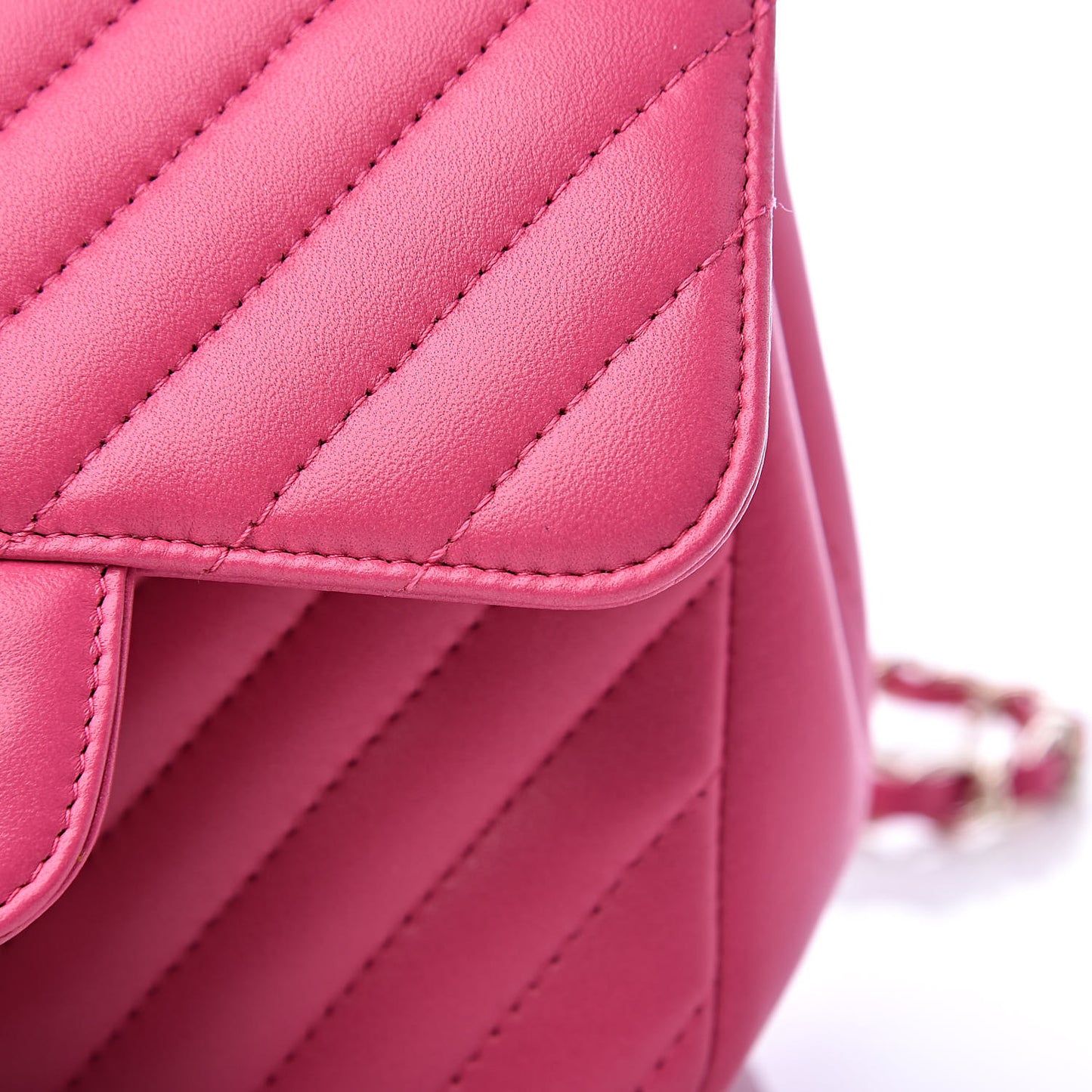 Lambskin Chevron Quilted Mini Square Flap Fuchsia