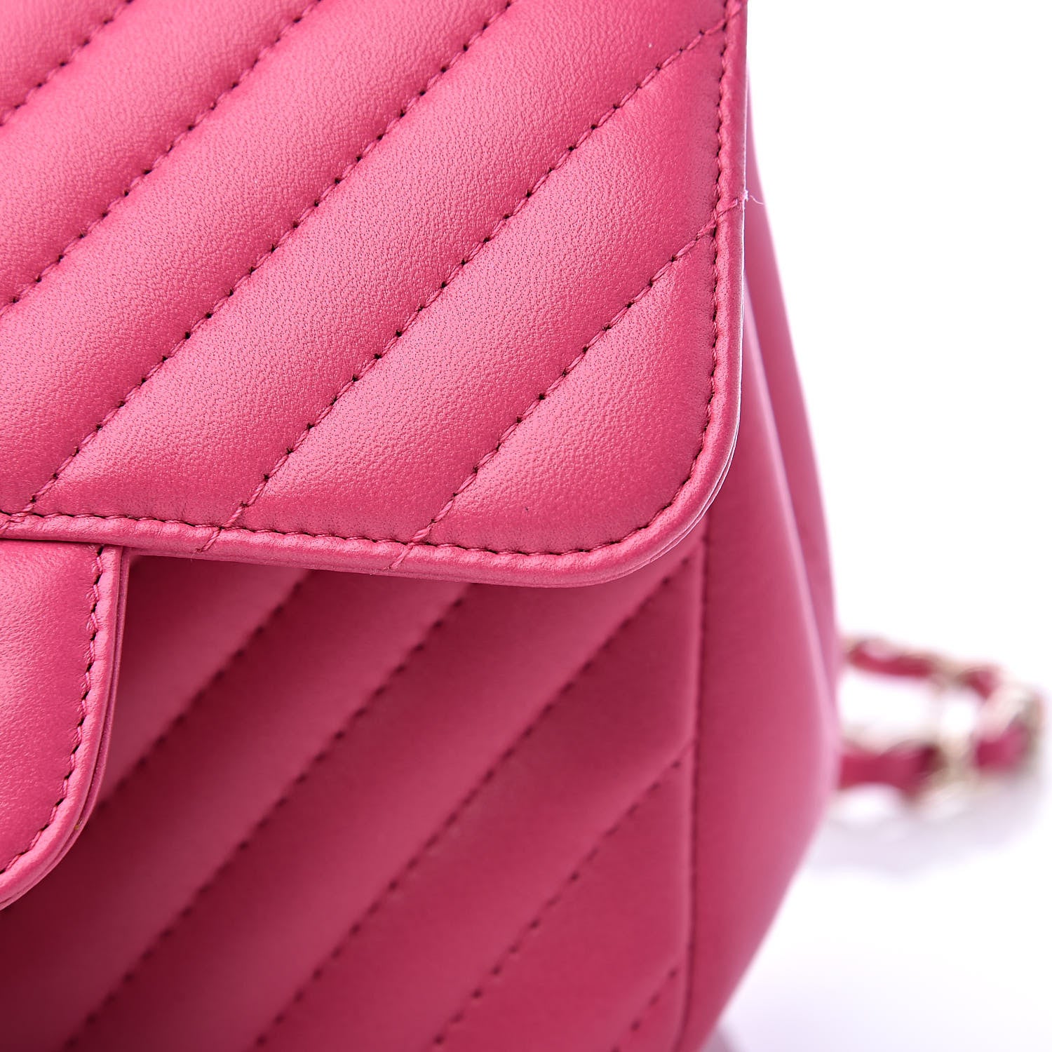 Chanel Lambskin Chevron Quilted Mini Square Flap Fuchsia 10 of 11