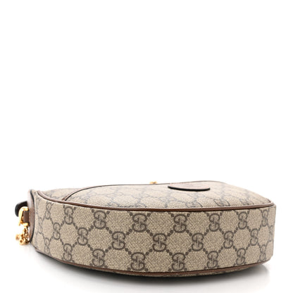 Gucci GG Supreme Monogram Azalea Calfskin Mini Retro Interlocking G Half Moon Bag Beige Ebony Brown Sugar 4 of 11