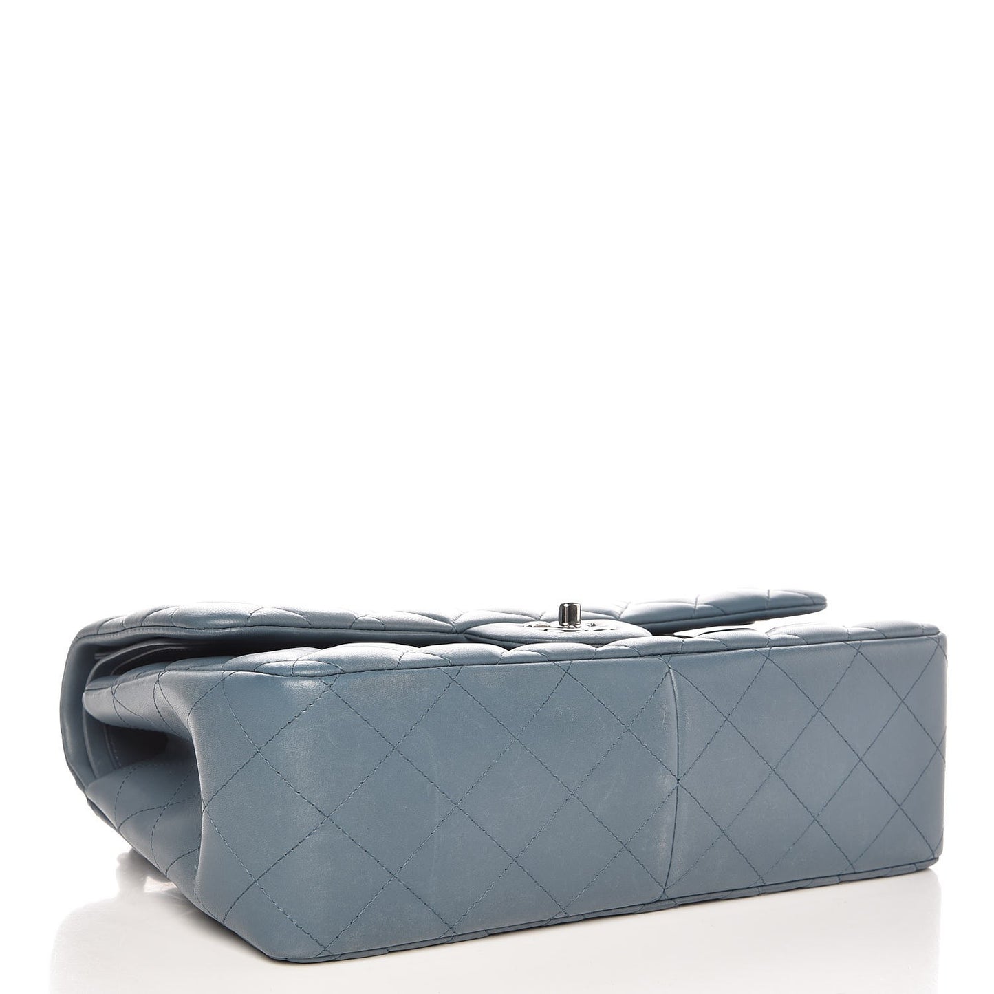 Lambskin Quilted Jumbo Double Flap Blue