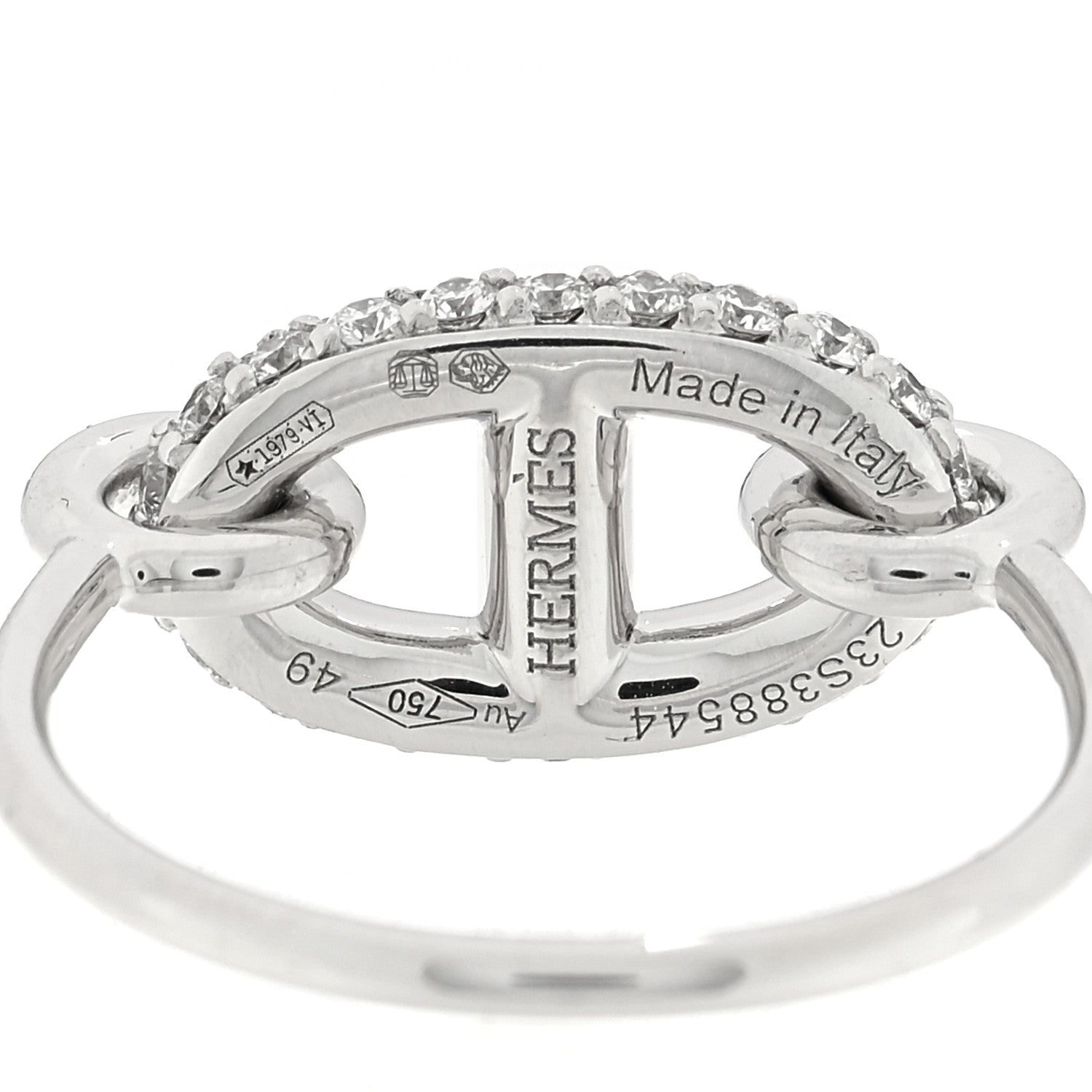 Hermes 18K White Gold Diamond New Farandole Ring 49 5 4 of 5