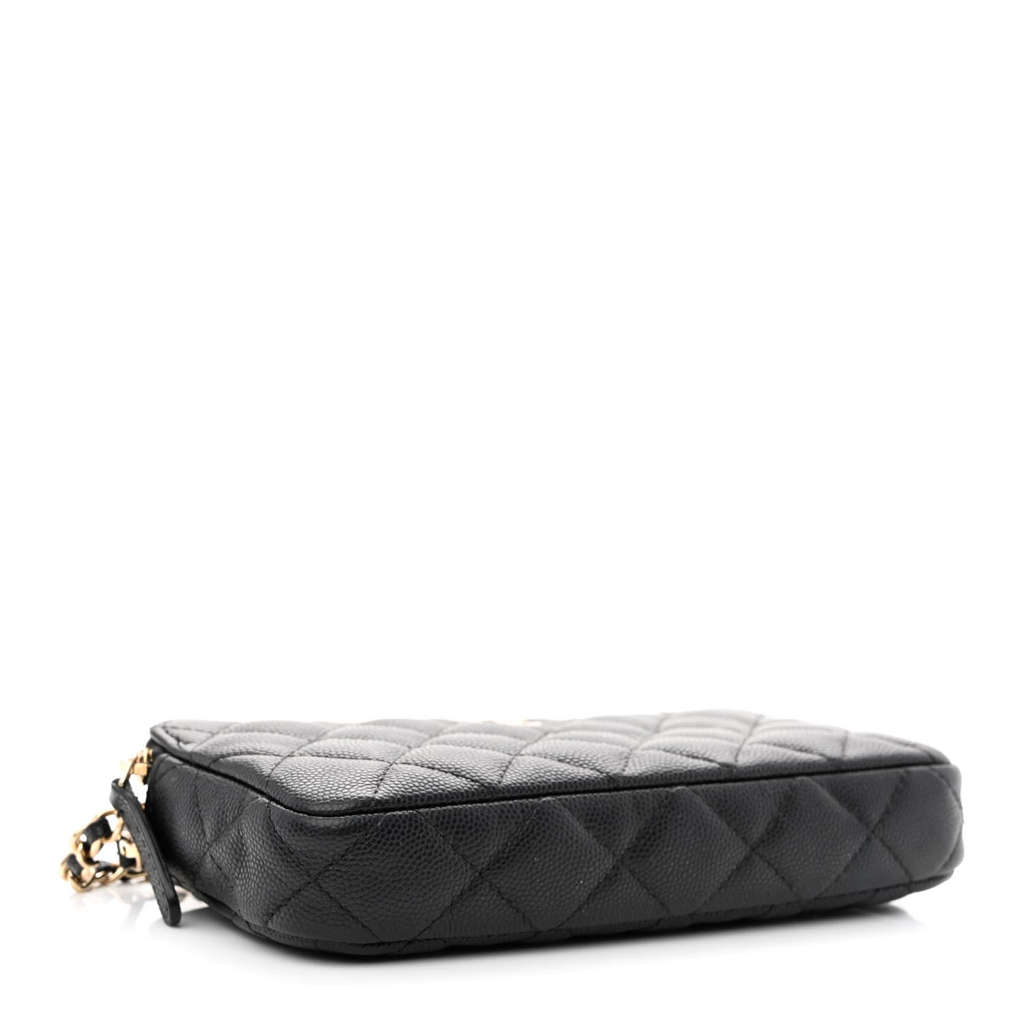 Caviar Quilted Small Clutch With Chain Black