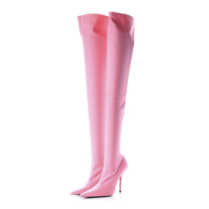 Balenciaga Spandex Pointed Toe Knife Thigh High Boots 39 Rose Dragee 3 of 9