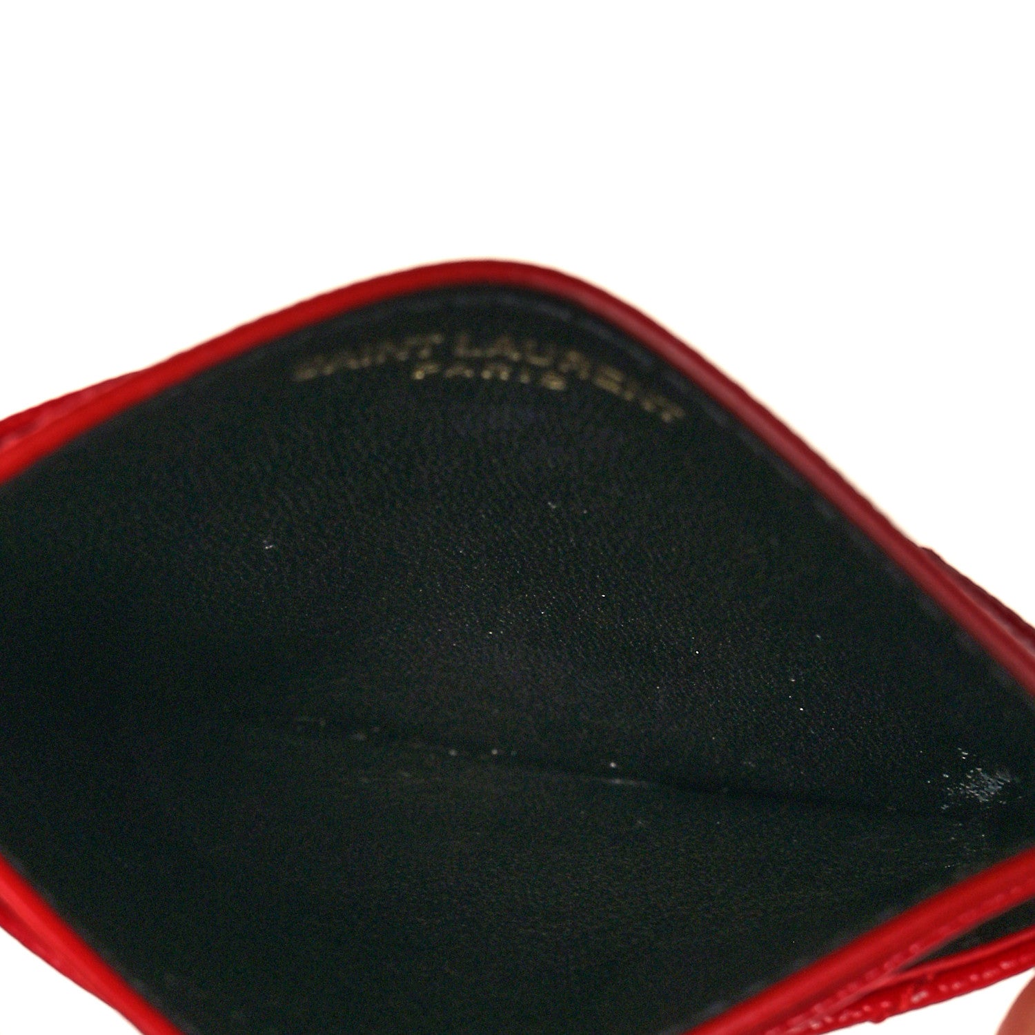 Saint Laurent Grain De Poudre Matelasse Chevron Monogram Credit Card Case New Red 5 of 7
