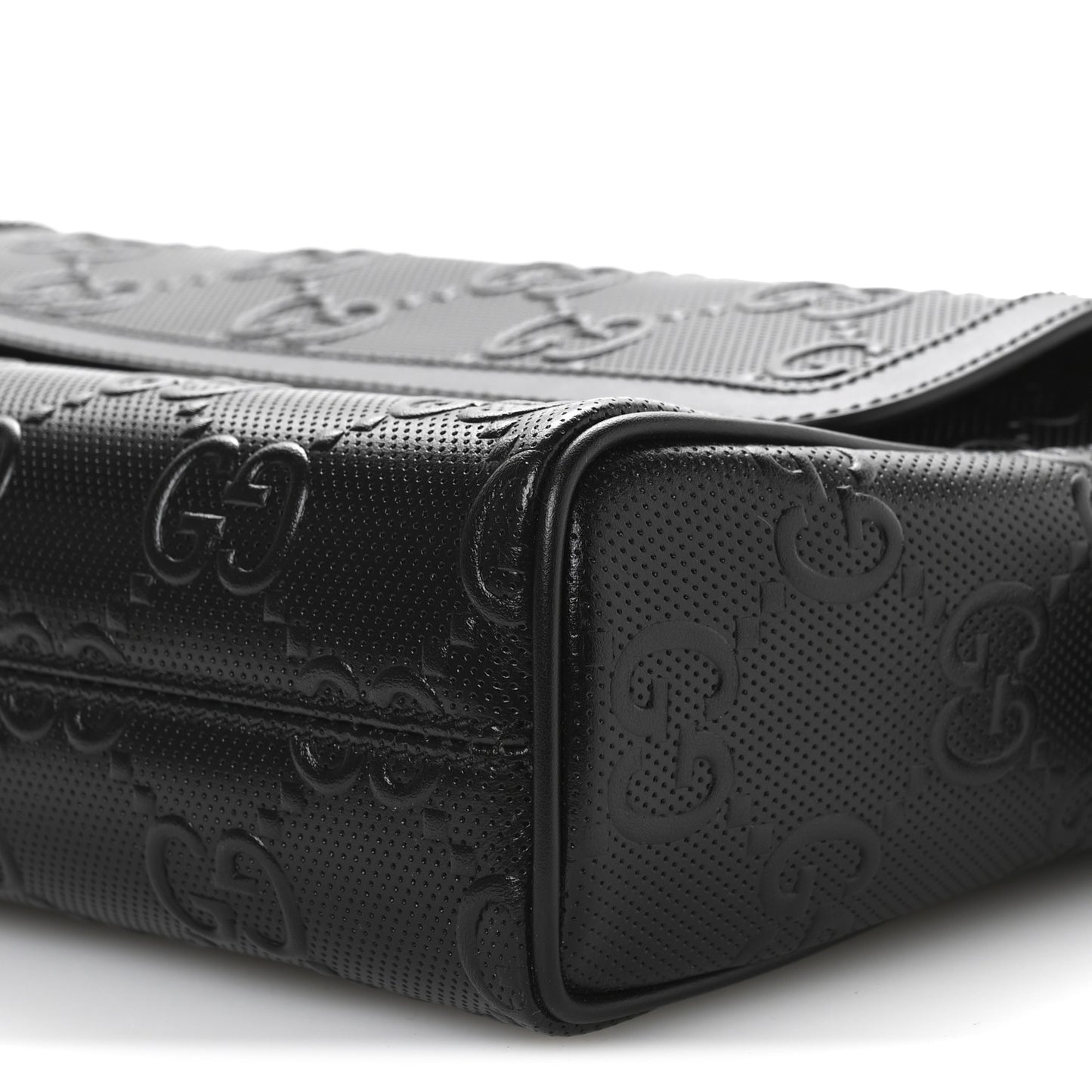 Calfskin GG Tennis Embossed Shoulder Bag Black