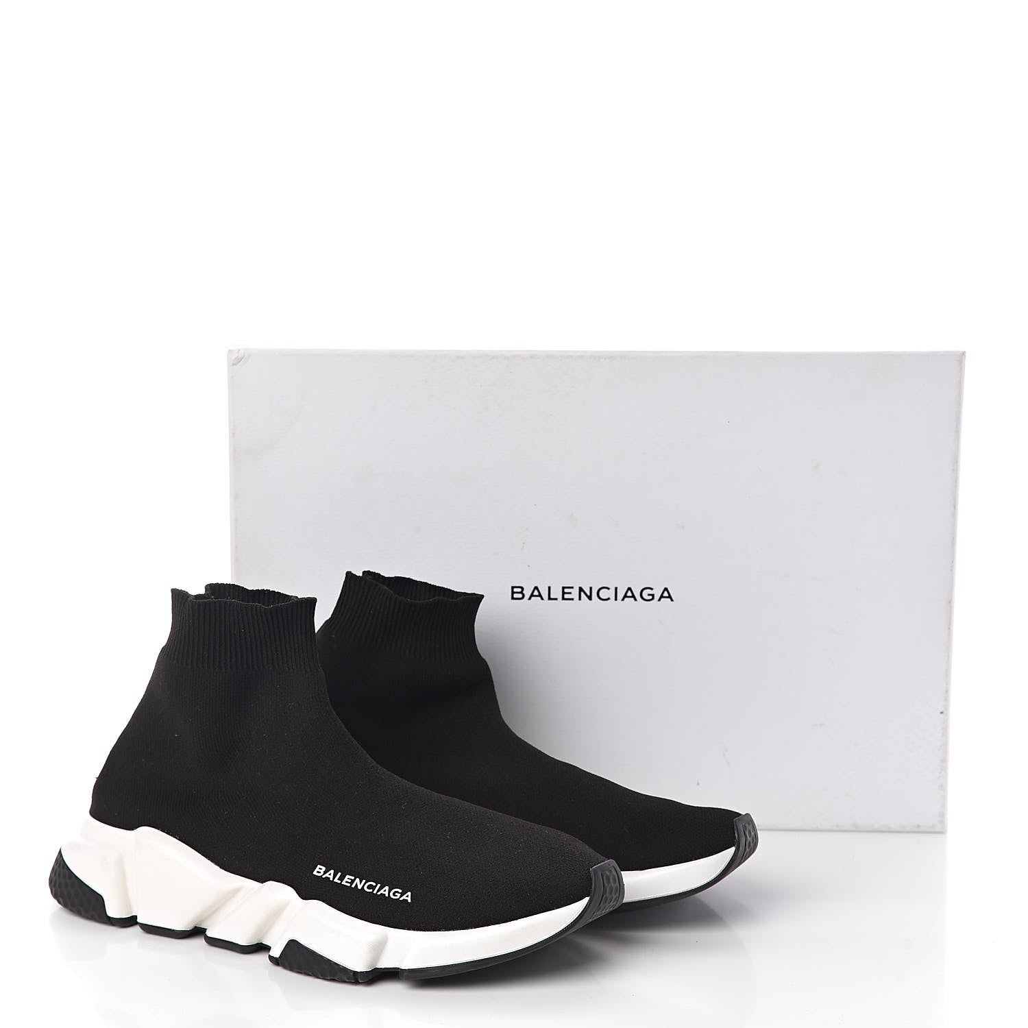 Balenciaga Neoprene Knit Womens Speed Sneakers 40 Black White 7 of 7