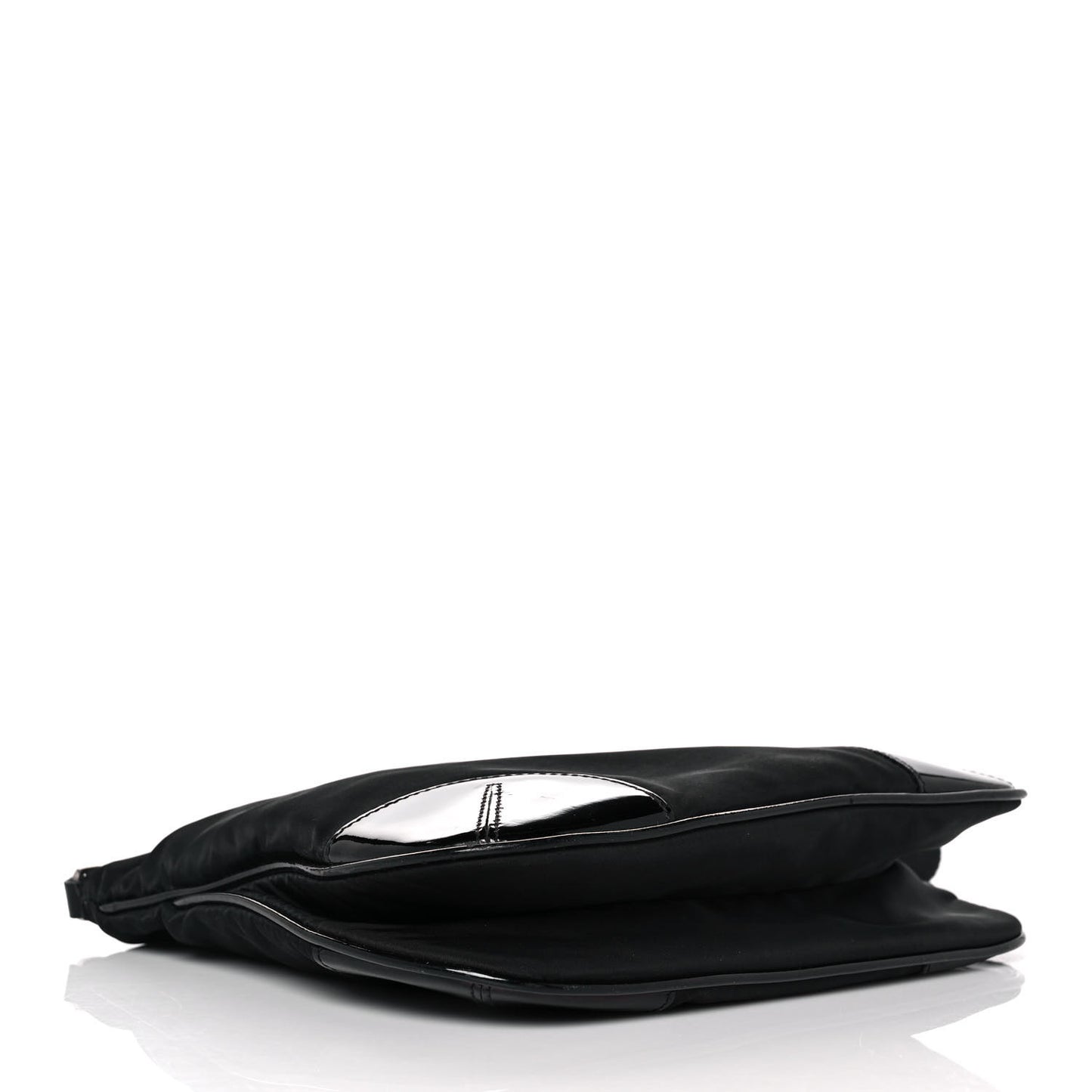 Tessuto Nylon Patent Flat Messenger Bag Black