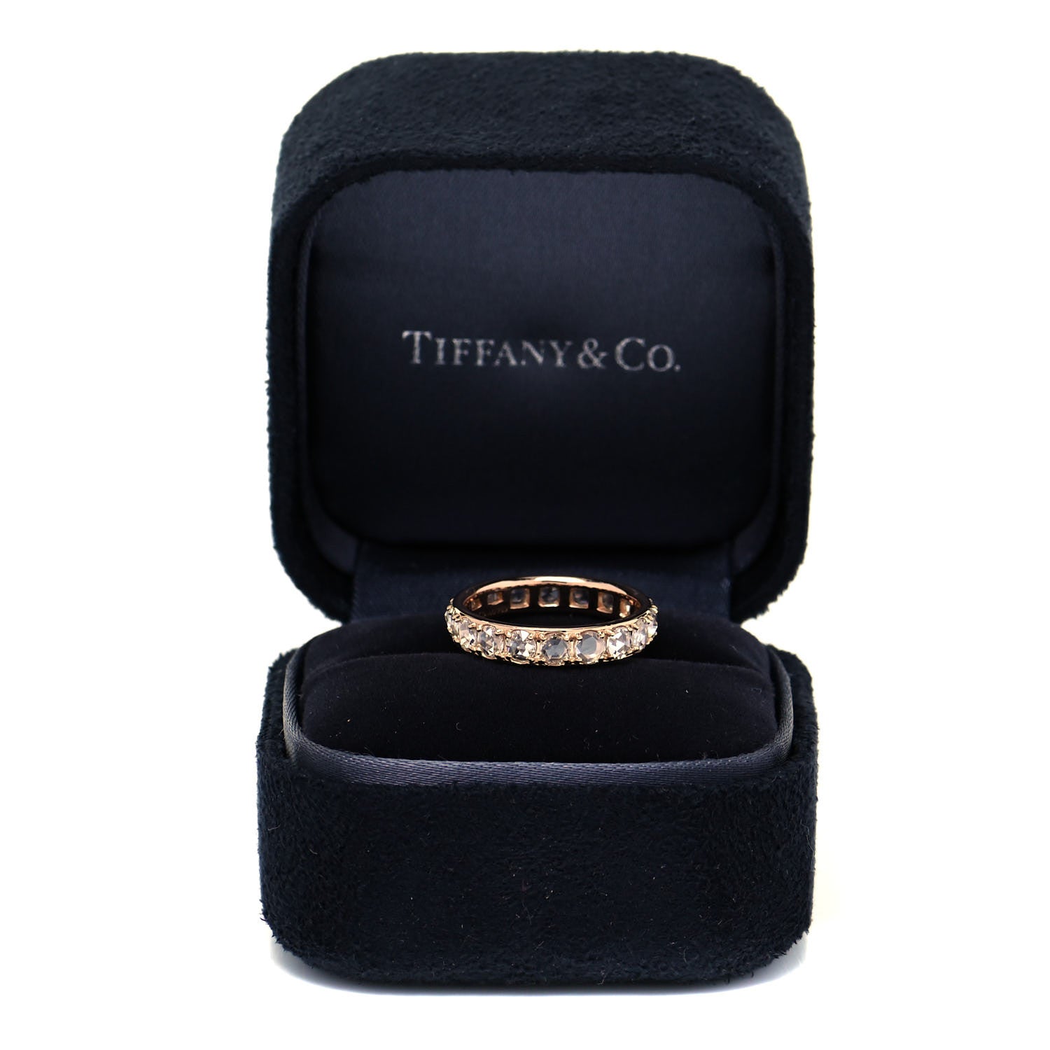 Tiffany 18K Rose Gold Diamond Metro Rose Cut Eternity Band Ring 49 5 5 of 5