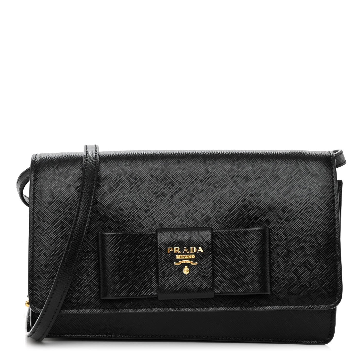Prada Saffiano Lux Bow Crossbody Bag Black 1 of 10