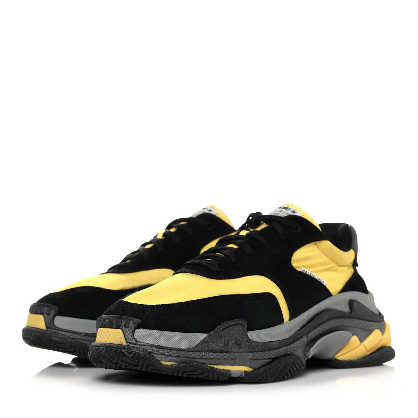 Nylon Suede Mens Triple S 2.0 Sneakers 45 Black Jaune Gris