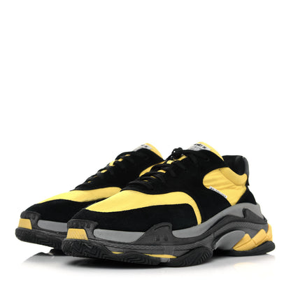 Balenciaga Nylon Suede Mens Triple S 2.0 Sneakers 45 Black Jaune Gris 3 of 13