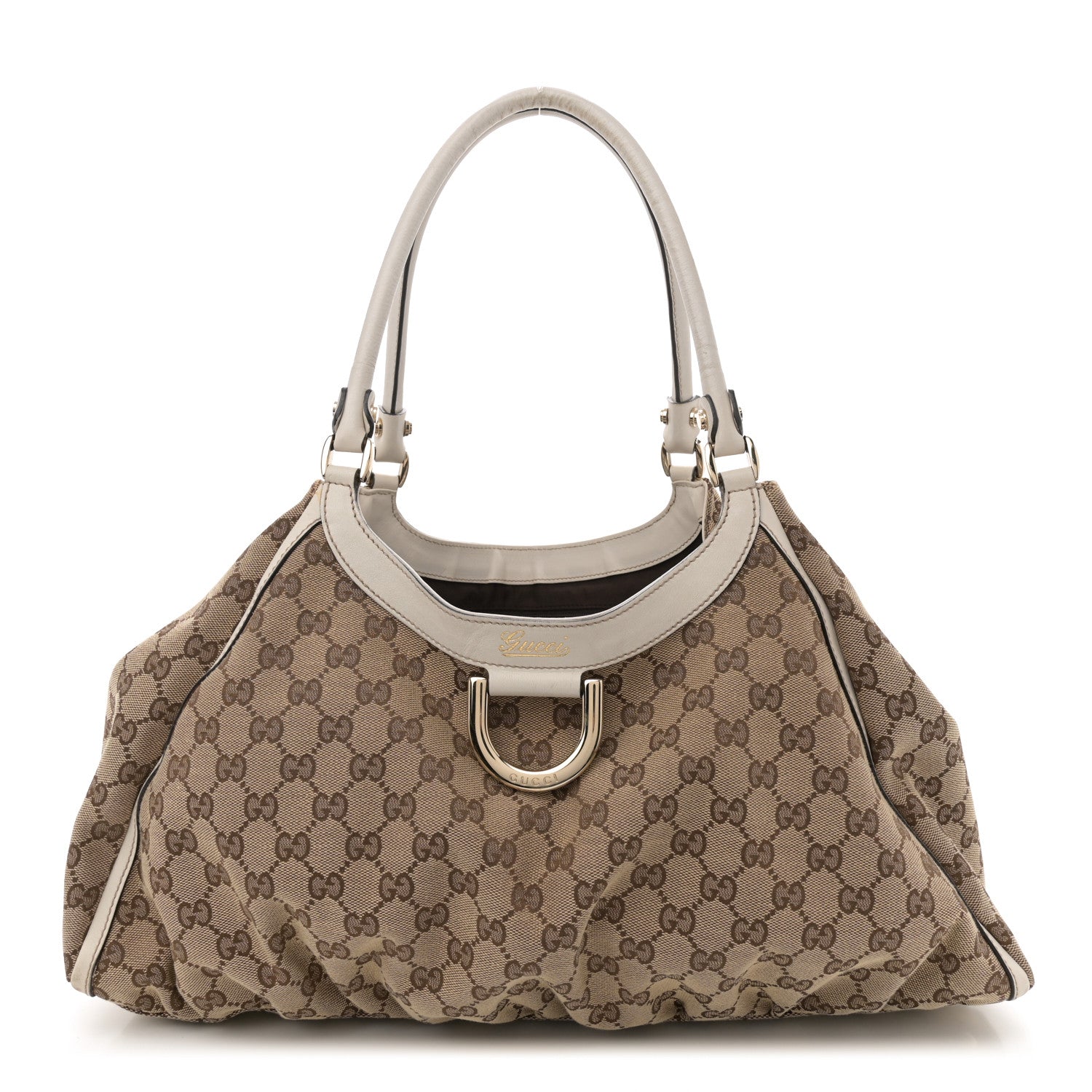 Gucci Monogram Large D Gold Ring Hobo Off White 1 of 13