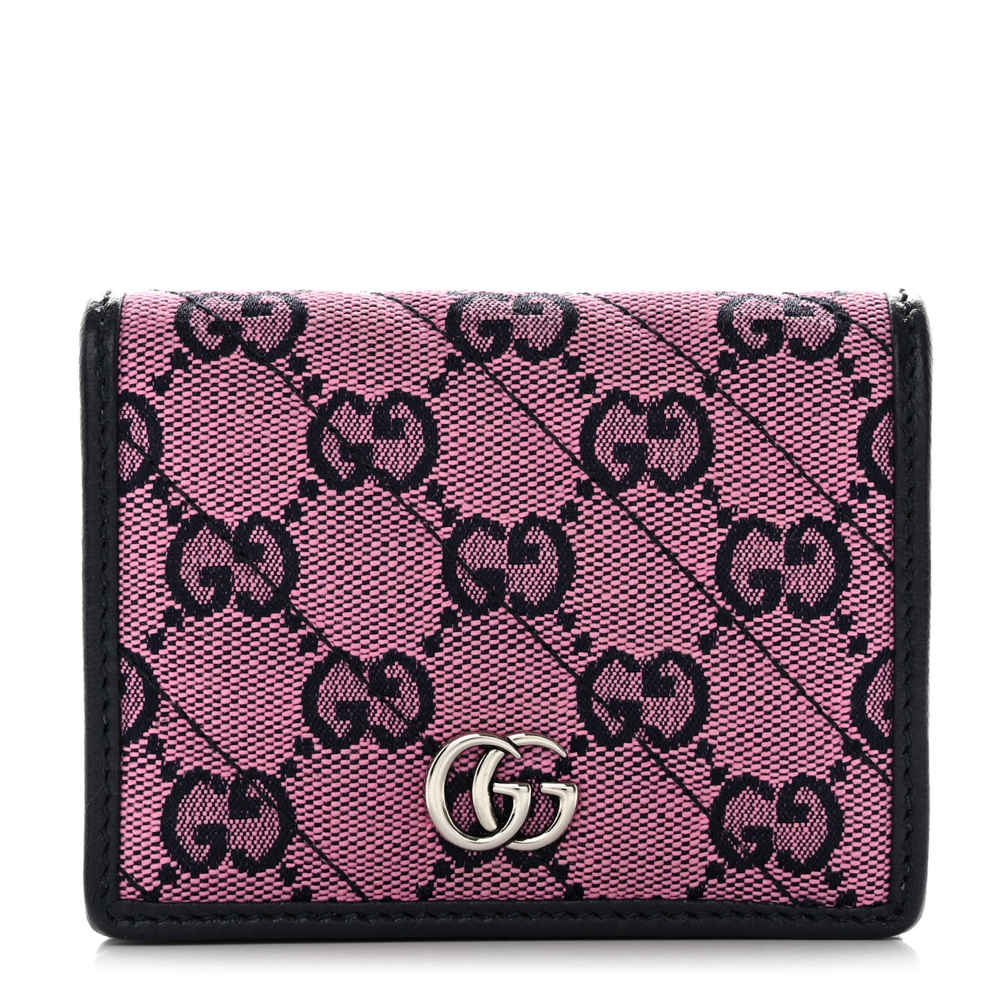 Monogram Multicolor Matelasse Diagonal GG Marmont Card Case Wallet Pink Blue