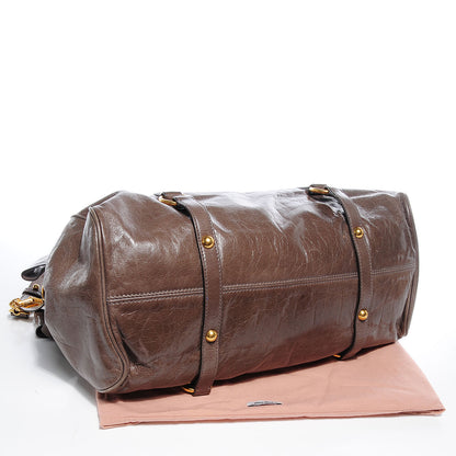 Miu Miu Leather Vitello Lux Bow Bag Brown 4 of 9