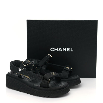Chanel Grosgrain CC Platform Sandals 37 Black 9 of 9