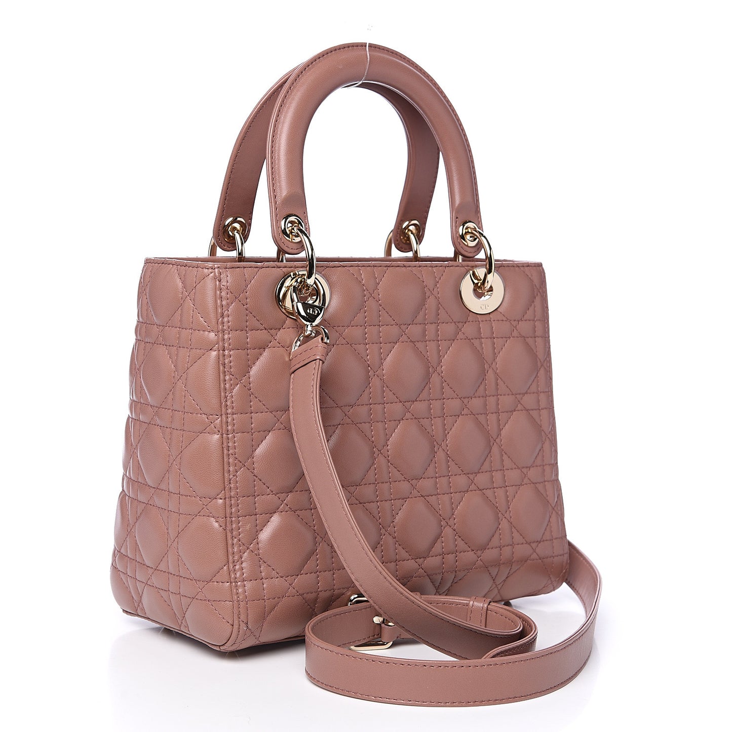 Lambskin Cannage Medium Lady Dior Bois de Rose